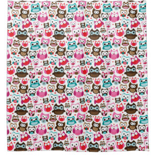 colourful owl pattern shower curtain