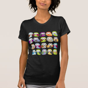 Colourful Owl Pattern T-Shirt