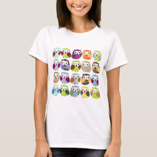 Colourful Owl Pattern T-Shirt