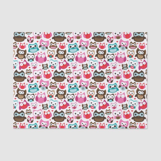 colourful owl pattern tissue paper (Front)