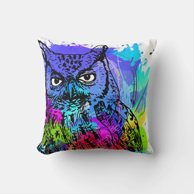 Colourful Owl Pillow (Front)