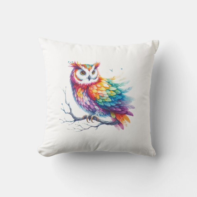 Colourful Owl Pillow (Front)