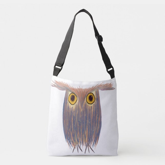 Colourful Owl Watercolor Painting Crossbody Bag (Front)