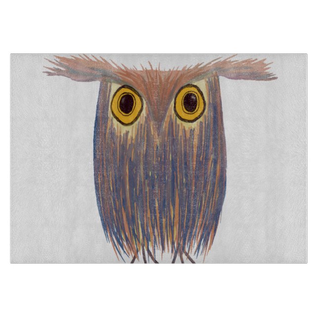 Colourful Owl Watercolor Painting Cutting Board (Front)