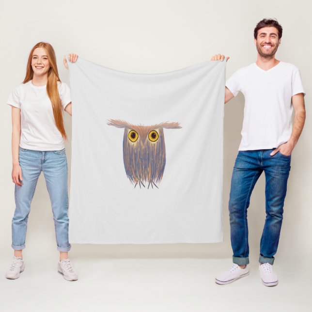 Colourful Owl Watercolor Painting Fleece Blanket (In Situ)