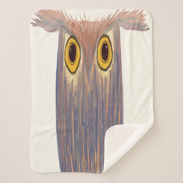 Colourful Owl Watercolor Painting Sherpa Blanket (Front)