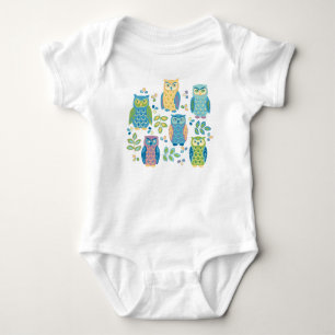 Colourful Owls Baby Bodysuit