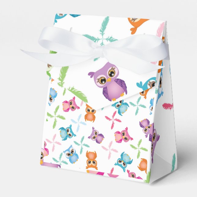 Colourful Owls Favour Box (Front Side)
