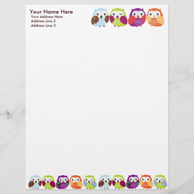 Colourful Owls Letterhead (Front)