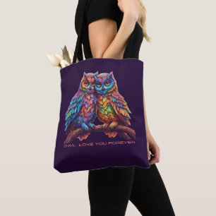 Colourful Owls-Love Birds-Valentine's Day Gift- Tote Bag