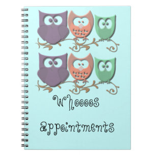 Colourful Owls on a Vine Picture Notebook