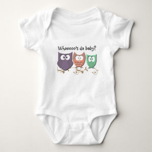 Colourful Owls on a Vine Who's the Baby? Baby Bodysuit