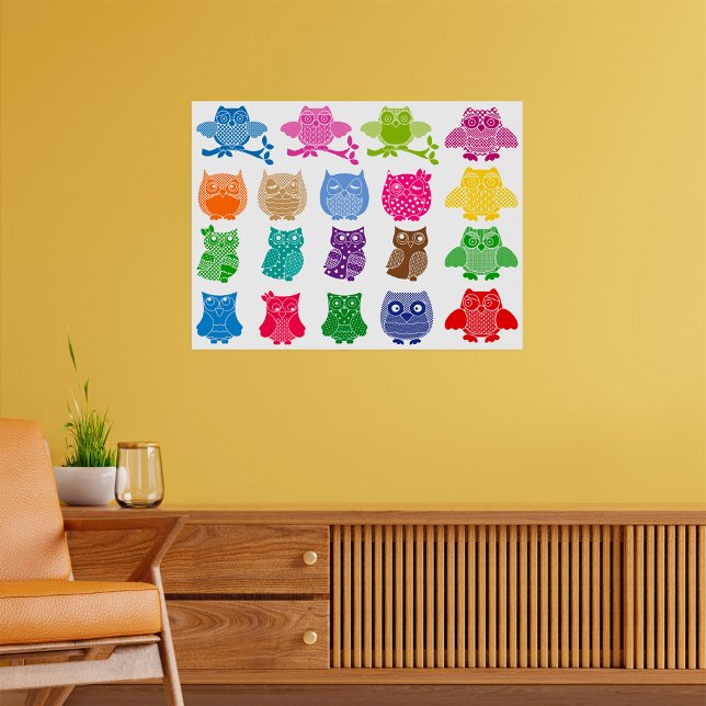 Colourful Owls Wise Birds Poster (Creator Uploaded)