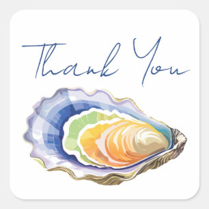 Colourful Oyster Watercolor Thank You Square Sticker