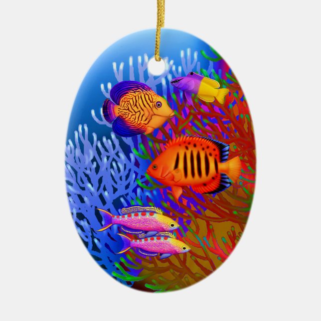 Colourful Pacific Reef Fish Ornament (Front)