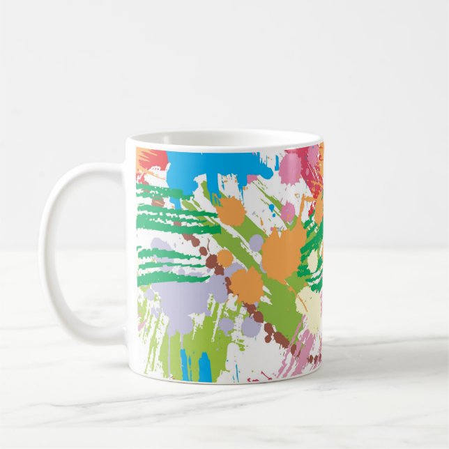 Colourful Paint Blotches and Splats Coffee Mug (Left)