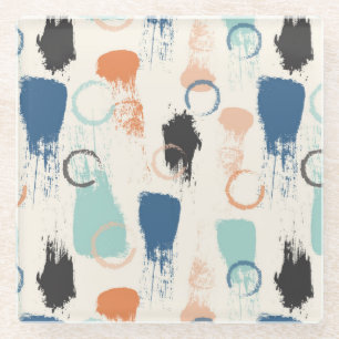 Colourful Paint Blotches and Splats Glass Coaster