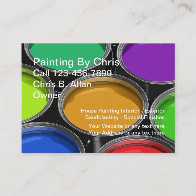 Colourful Paint Cans Painter Business Cards (Front)