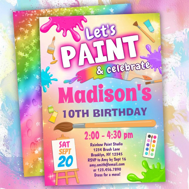 Colourful Paint & Celebrate Birthday Party Invitation (Creator Uploaded)