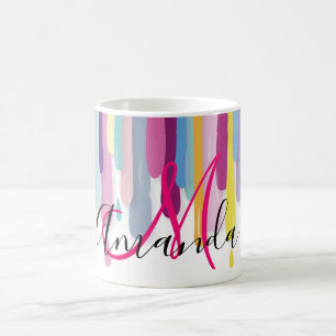 Colourful Paint Dripping Abstract Monogram Coffee Mug