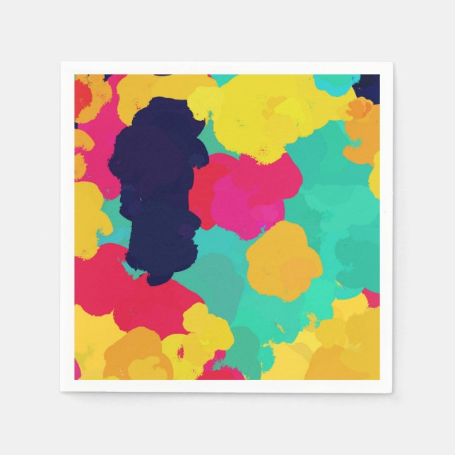 Colourful Paint Fiesta Arts Crafts Birthday Party Napkin (Front)