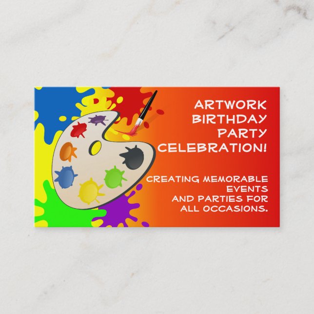 Colourful Paint Palette Art Painting Birthday Part Business Card (Front)