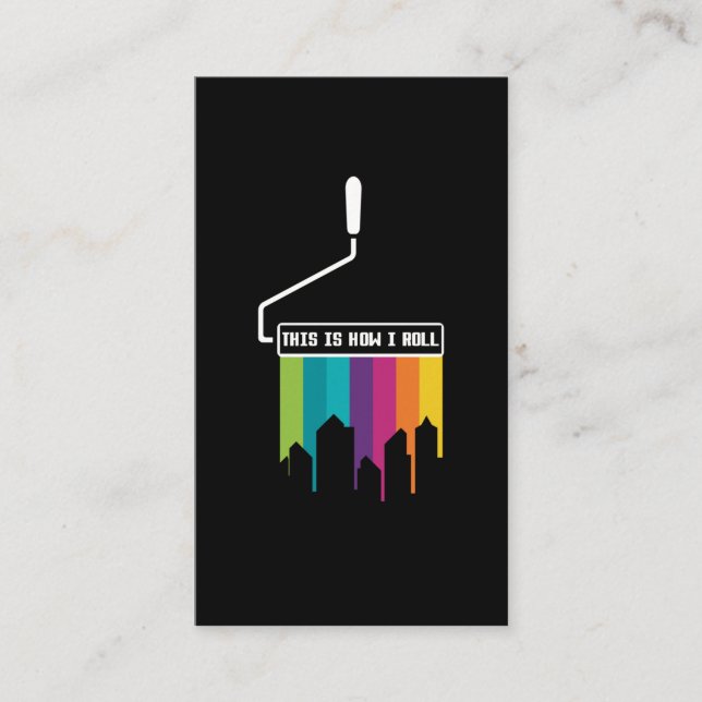 Colourful Paint Roller LGBT Funny Painting Business Card (Front)