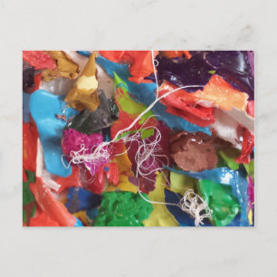 Colourful paint skins mini assemblage postcard
