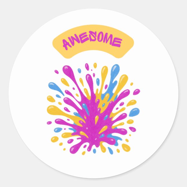 Colourful Paint Splash Awesome Sticker (Front)