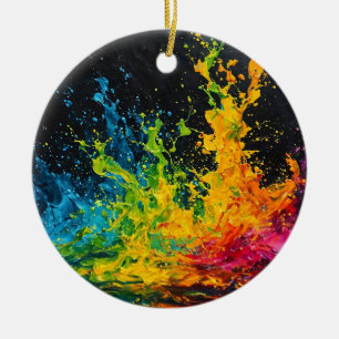 Colourful Paint Splash Ceramic Tree Decoration