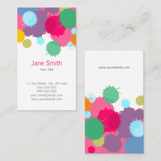 Colourful Paint Splash Creative Ink Business Card (Front/Back)