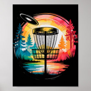 Colourful Paint Splash Disc Golf Sket Golfer Golfi Poster