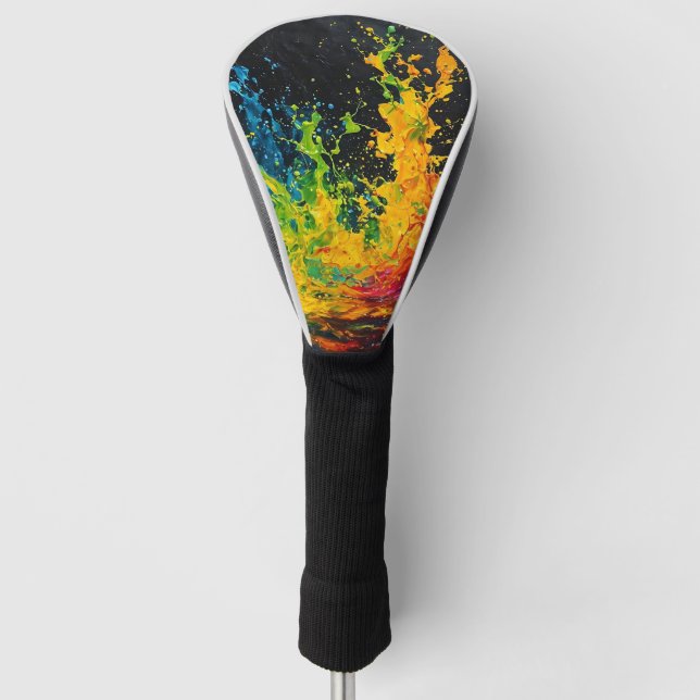 Colourful Paint Splash Golf Head Cover (Front)