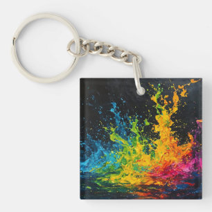 Colourful Paint Splash Key Ring