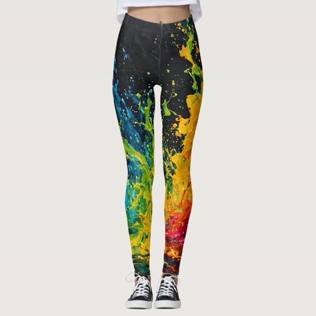 Colourful Paint Splash Leggings (Front)