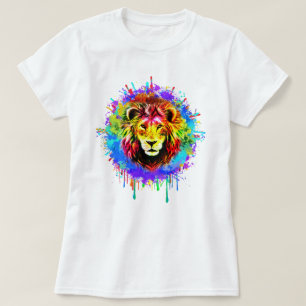Colourful Paint Splash Lion T-Shirt