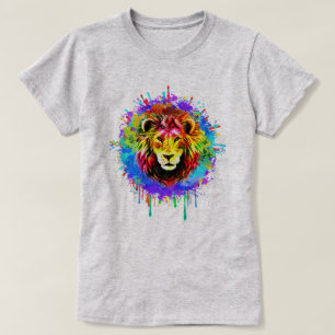 Colourful Paint Splash Lion T-Shirt