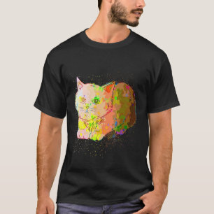 Colourful Paint Splash Realistic British Shorthair T-Shirt