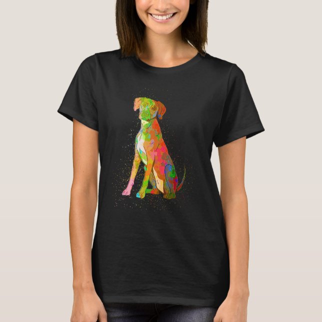 Colourful Paint Splash Realistic Pet Rhodesian Rid T-Shirt (Front)