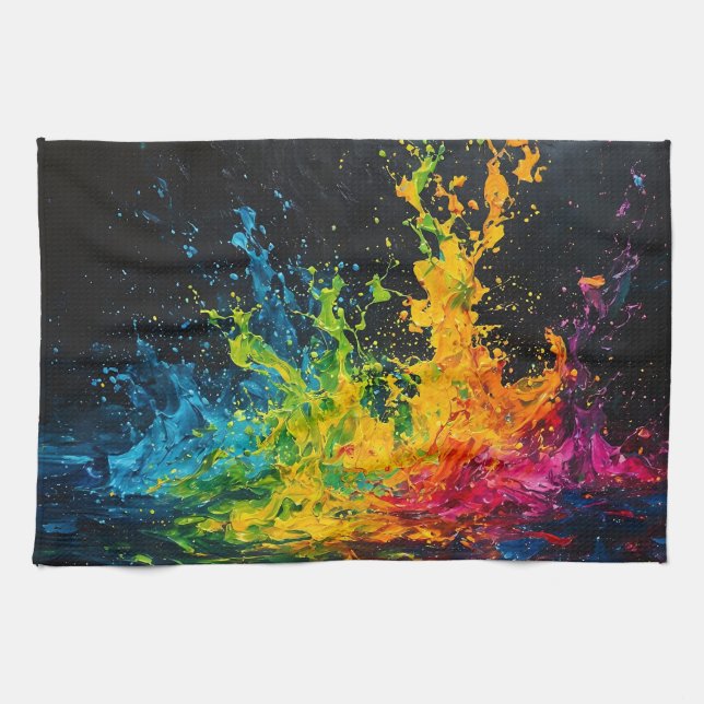 Colourful Paint Splash Tea Towel (Horizontal)