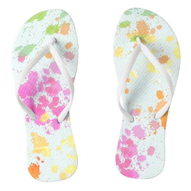Colourful Paint Splashes Splatter Jandals (Footbed)