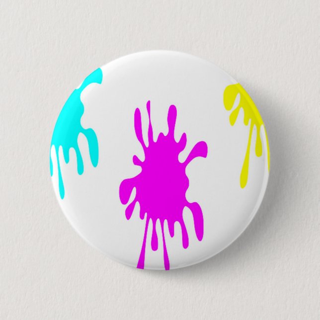 Colourful paint splatter 6 cm round badge (Front)