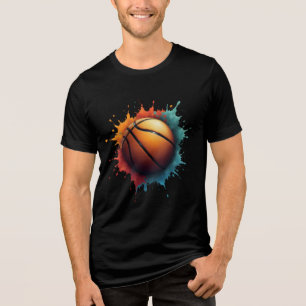 Colourful Paint Splatter Basketball Tri-Blend Shirt