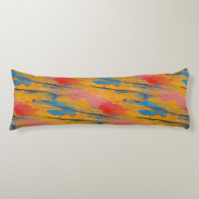 Colourful Paint Splatter Body Cushion (Front)