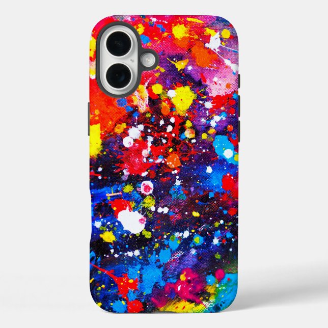 Colourful Paint Splatter Canvas Art Case-Mate iPhone Case (Back)