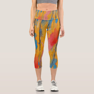 Colourful Paint Splatter Capri Leggings