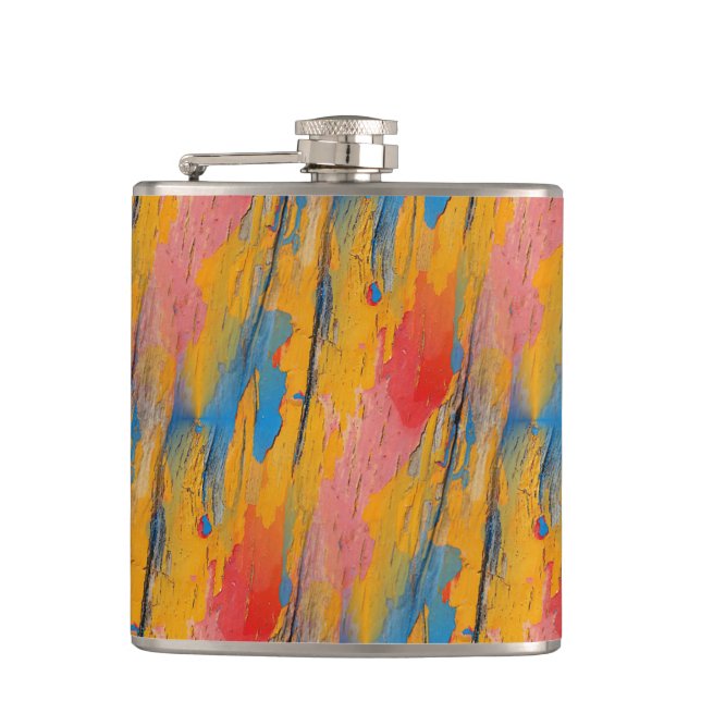 Colourful Paint Splatter Hip Flask (Front)