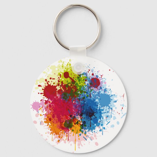 Colourful Paint Splatter Key Ring (Front)