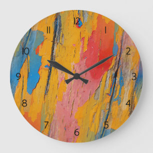 Colourful Paint Splatter Large Clock