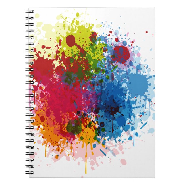 Colourful Paint Splatter Spiral Notebook (Front)